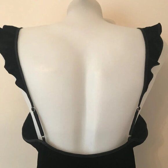 Victoria's Secret Velvet Cami Luxurious Black Ruffle  Straps Top Tank Tee Sz M - Picture 13 of 16